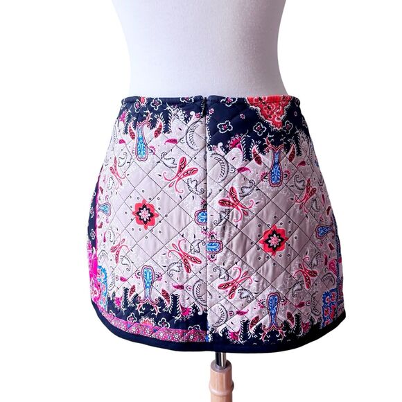 Zara Vibrant Colorful Quilted Boho Hippie Mini Skirt - Large - Picture 8 of 10